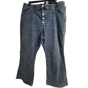 Terra & Sky Women's Jeans Plus Sizes Button Up Flare Leg 5 Pocket 27” Inseam New